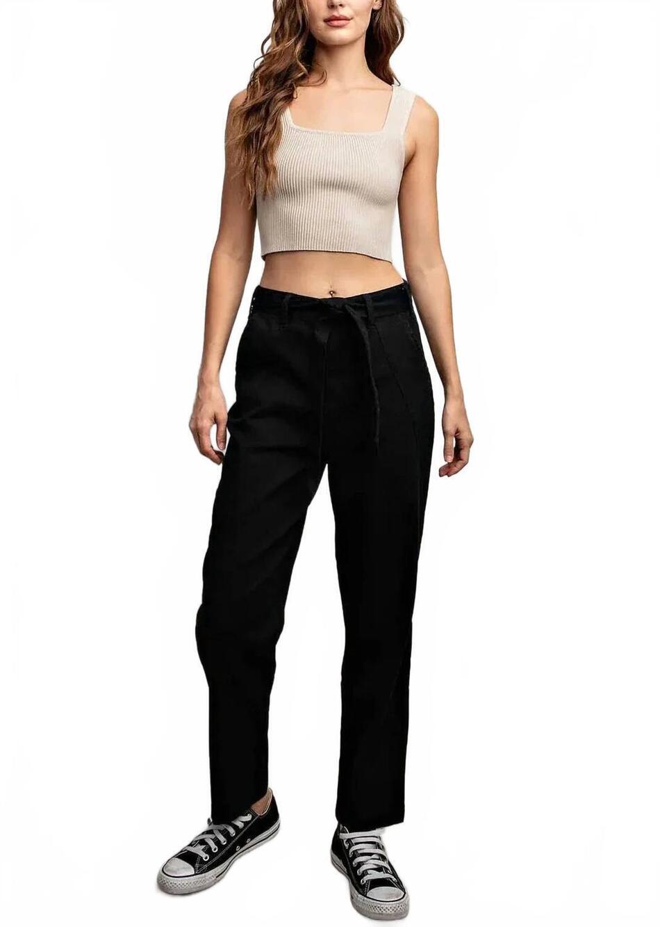 NEW EE:SOME tie waist denim pants in black